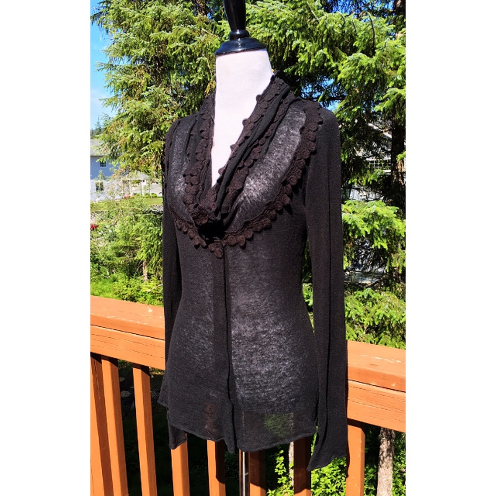 Very Rare Anthro 09 View From Above Black Cardigan